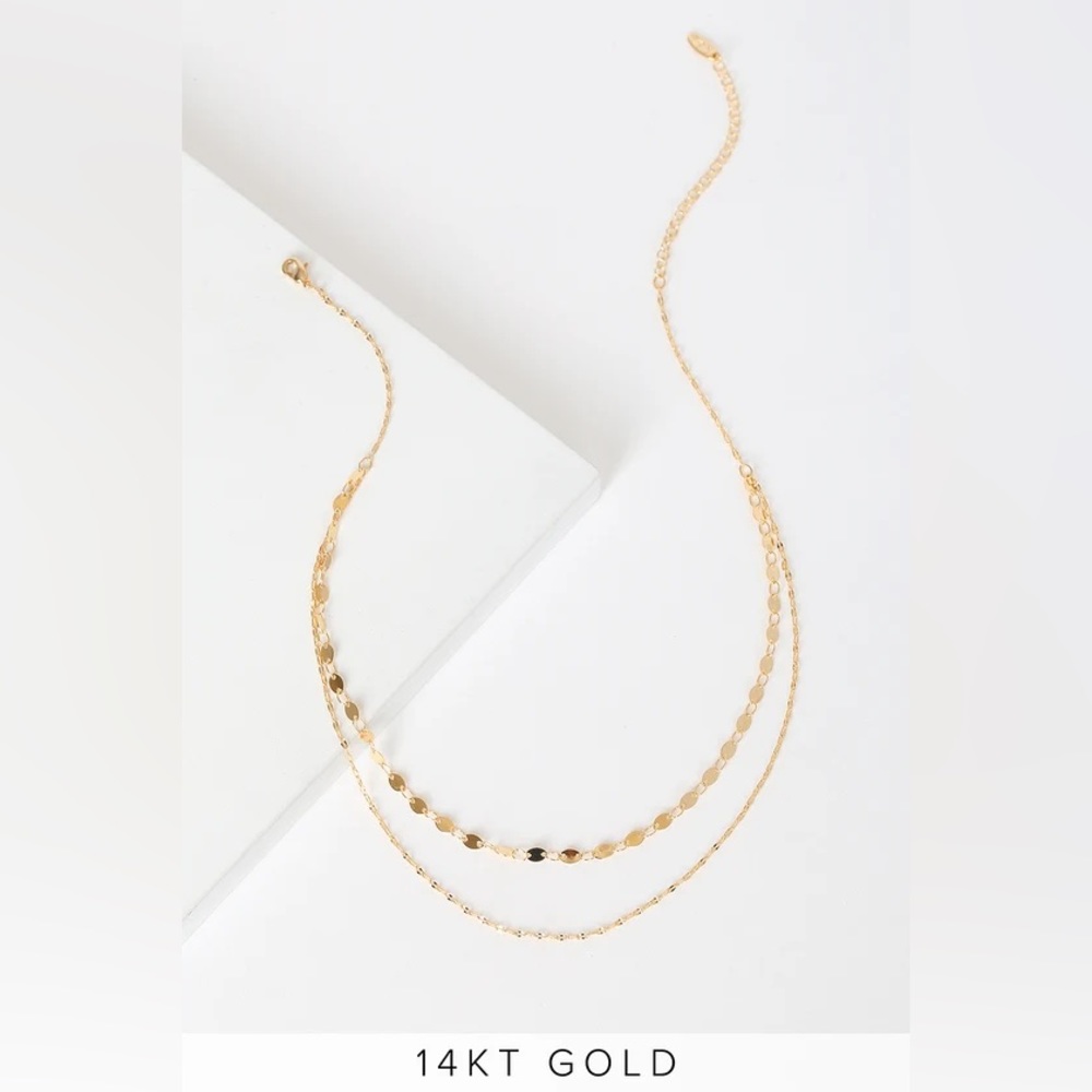 LULUS ALWAYS GLEAMING 14KT GOLD LAYERED CHOKER NECKLACE | 14KT GOLD PLATED | NWT